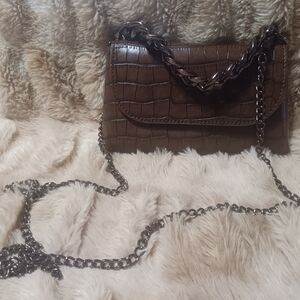 Aldo Brown Croc-Embossed Crossbody Bag